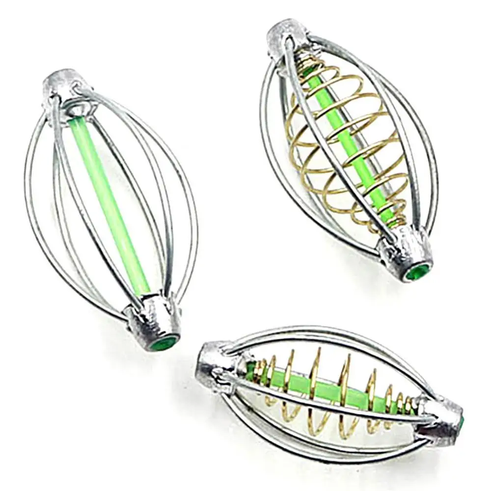 Lentera pengumpan pancing bentuk kawat umpan pelempar pemberat umpan bermain sarang musim semi