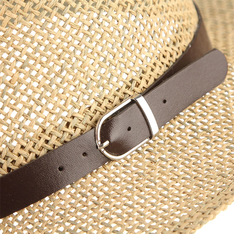 قبعة فيدورا ورقية من القش للنساء والرجال ، قبعة بنما جيدة التهوية ، قبعة جاز ، واقي شمس ، موضة الصيف #3