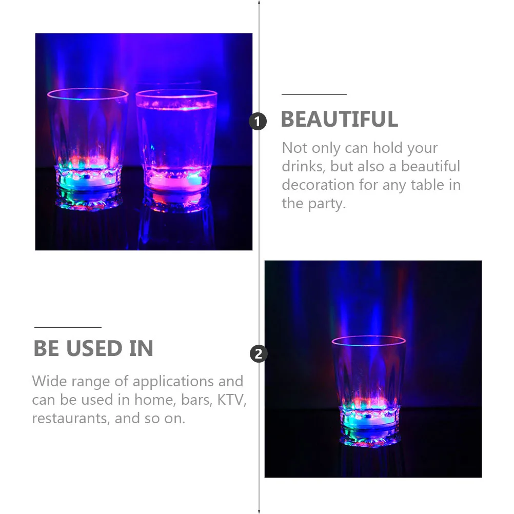 

4Pcs Luminous Wine Cups Color Changing LED Light Up Plastic Shot Glasses Party Bar Use Light Up Cups Plastic Wine Glasses