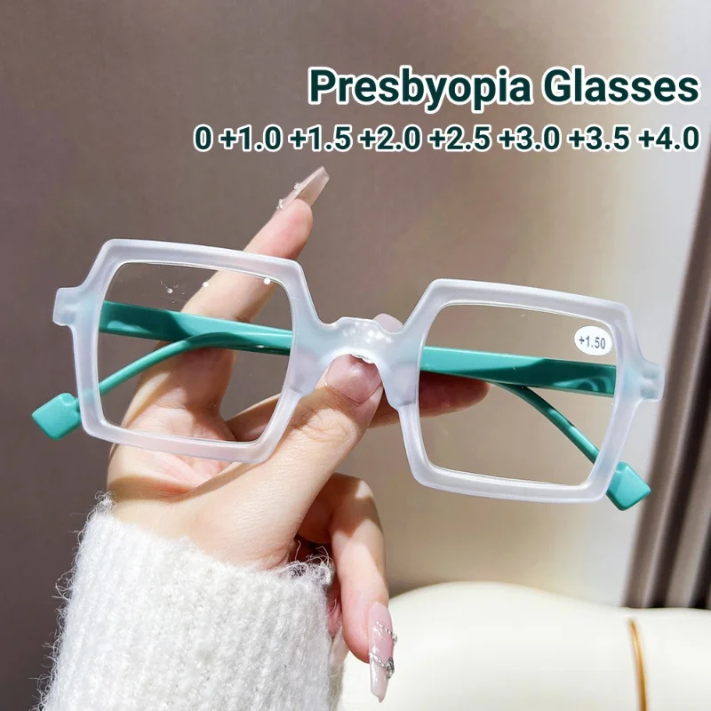 

2024 Personalized Multicolor Elderly Reading Eyewear New Sqaure Frame Glasses High-definition Anti Blue Light Presbyopia Eyewear