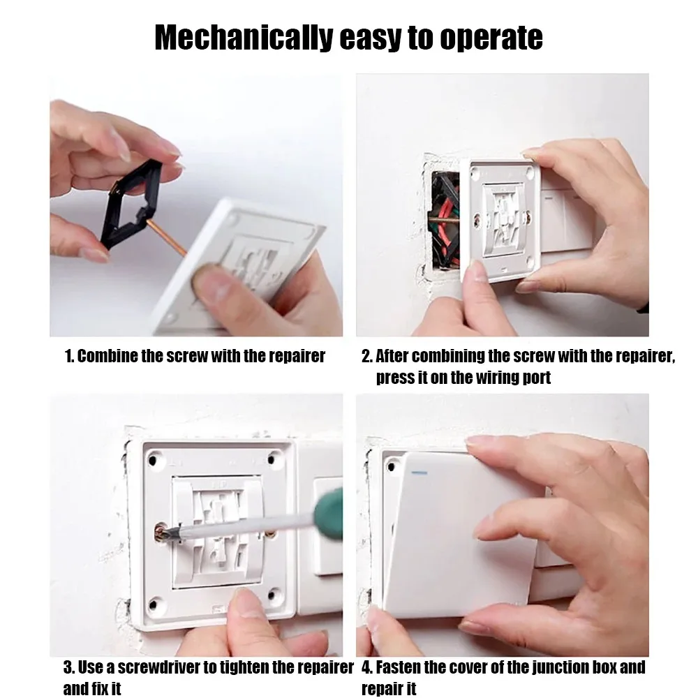 10Pcs Cassette Repairer 86mm Dark Box Repair Screw Plug Switch Old Socket Boxes Replacement Fixed Wall Repair Box Support Rod