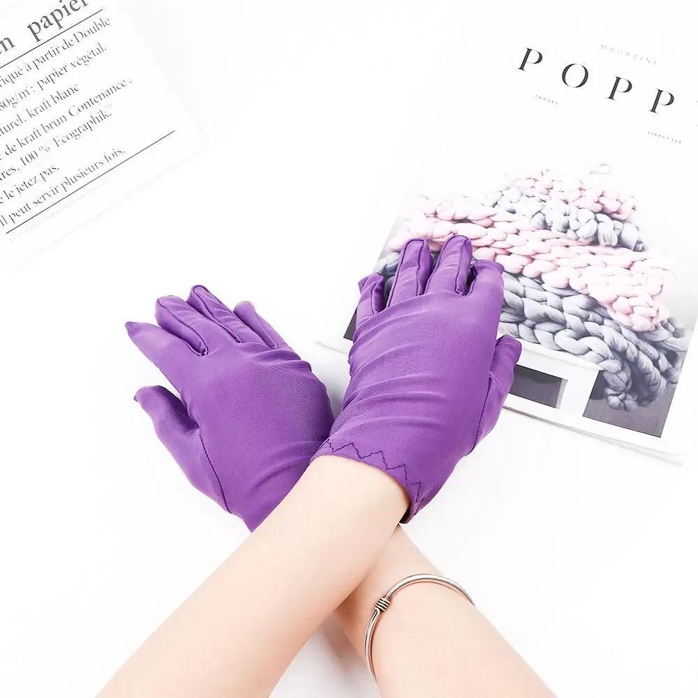 Очаровательные эластичные перчатки для выпускного вечера, атласные перчатки для свадьбы