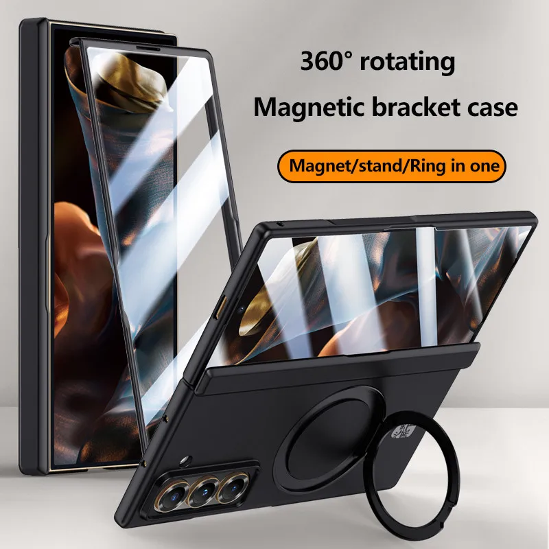 

Rotatable Case For Samsung Galaxy Z Fold Special SE W25 Fold6 Skin-friendly Magnetic Folding Protective Cover With Tempered Film