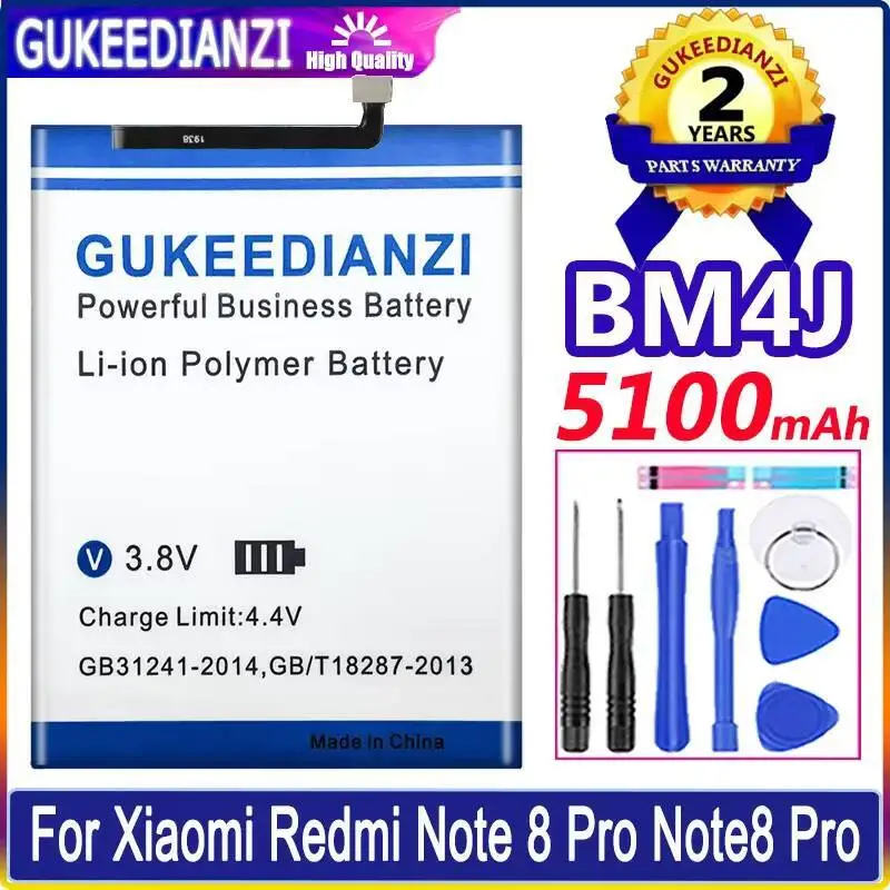 

Аккумулятор для Xiao Mi BM4J 5100 мАч для Xiaomi Redmi Note 8 Pro для Redmi Note 8 Pro 8Pro + бесплатные инструменты