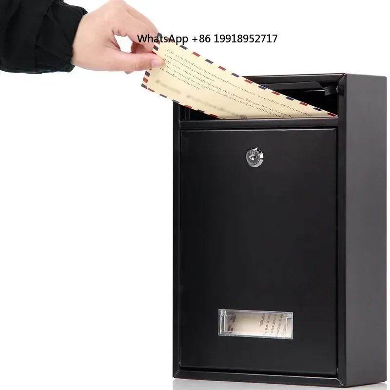 Lockable Wall-Mounted Iron Letter Box - with Key/Password, Outdoor Mailbox for Wall (WF)