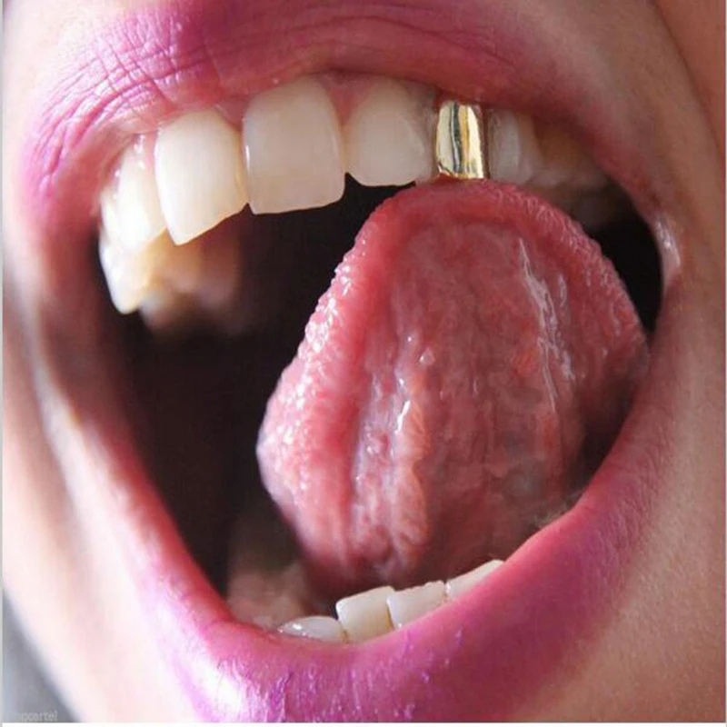 

New 1-3Pcs Single Tooth CAPs Grills For Teeth Mouth Rapper Party Accessories Gold Plated Small Single Tooth Caps False Teeth