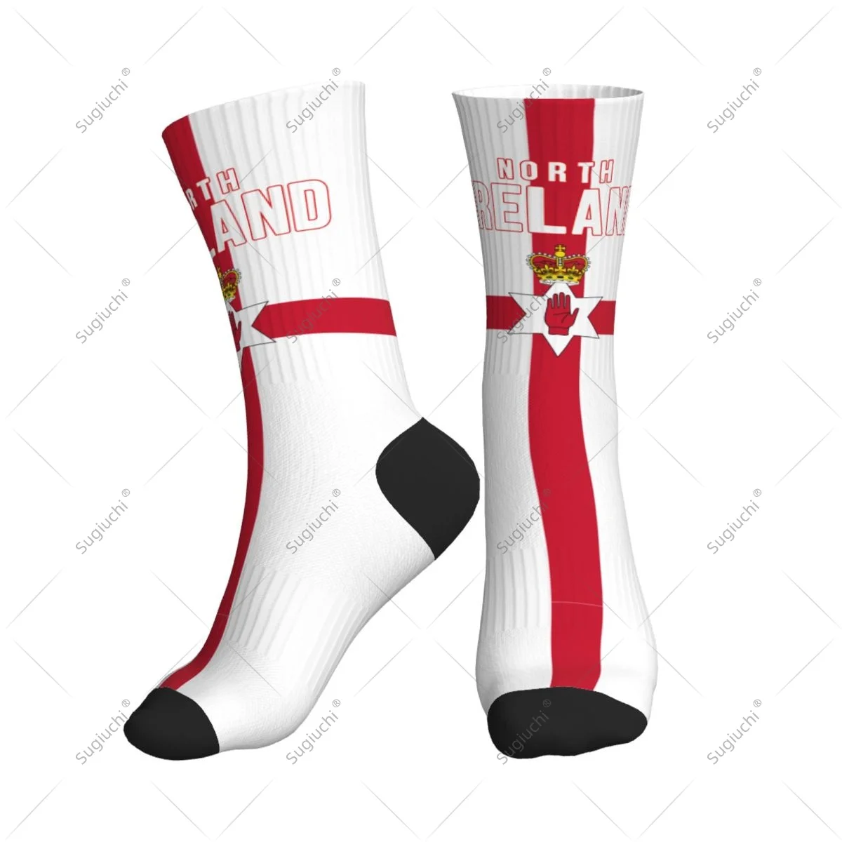 

3D Printed Northern Ireland Flag Polyester Mid-calf Socks For Men Women Kawaii Socks Street Skateboard Socks