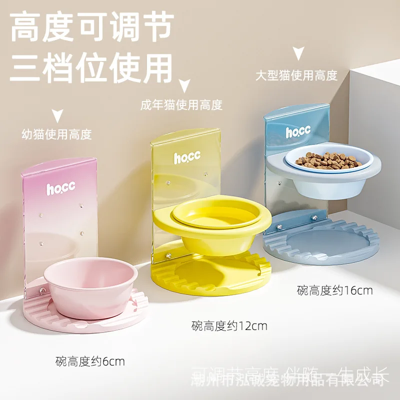 DSA ceramic cat bowl cat eating plate kitten food basin raised frame neck protector adjustable dog pet bowl