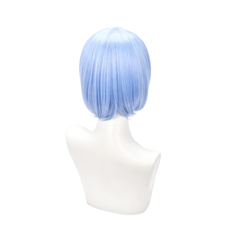 Rem Cosplay Wig Light Blue short hair Heat resistant synthetic wig For comic convention party and performance use