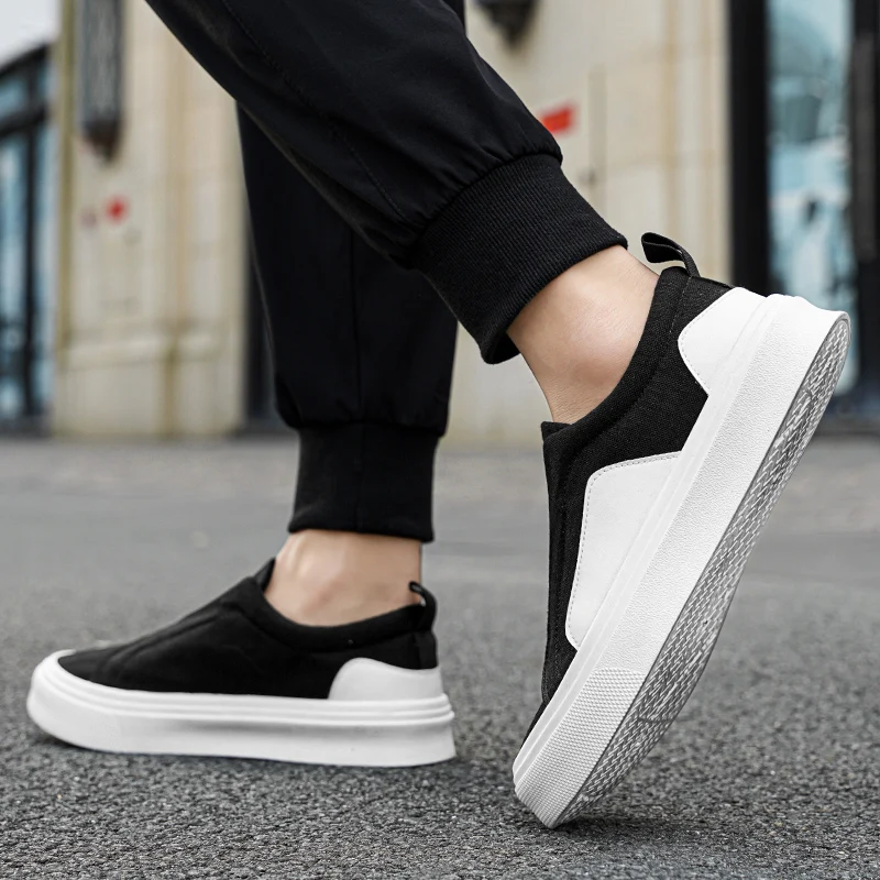 Men's Canvas Shoes Soft Sole Sneakers Breathable Vulcanized Work Shoes Men's Stylish Comfortable Tennis Walking Sneakers