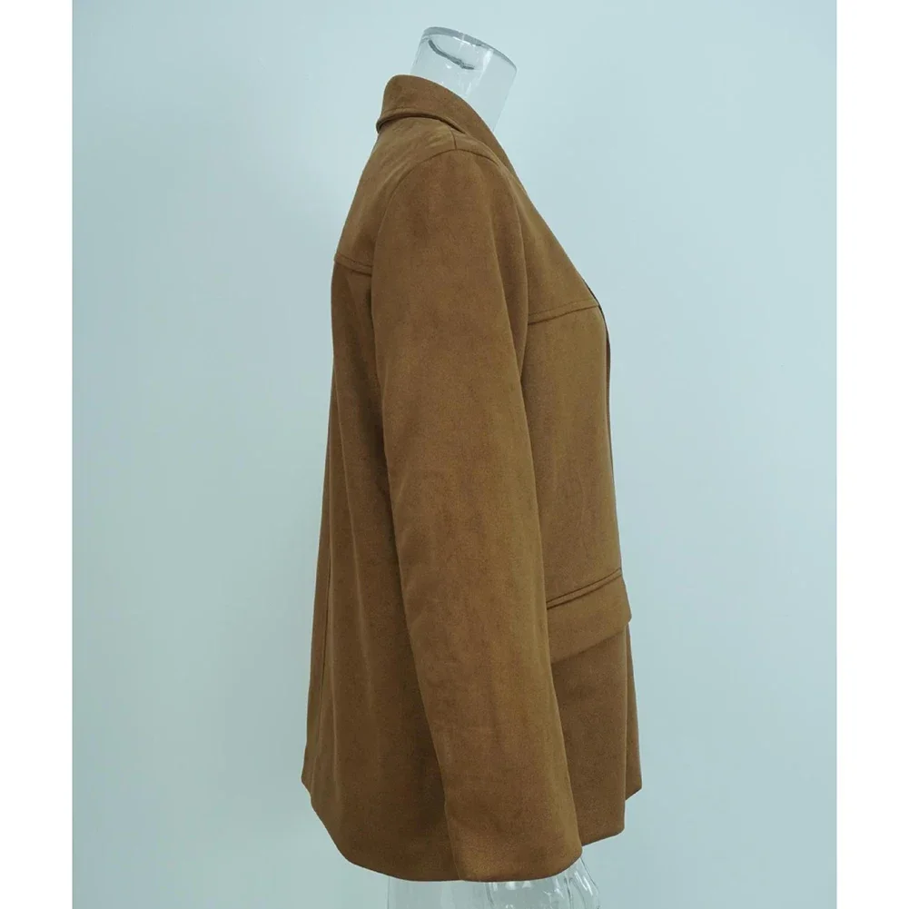 

Women Loose Fit Long Sleeve Lapel Jacket Single Breasted Outwear Casual Tops Designed for Daily and Casual Occasions