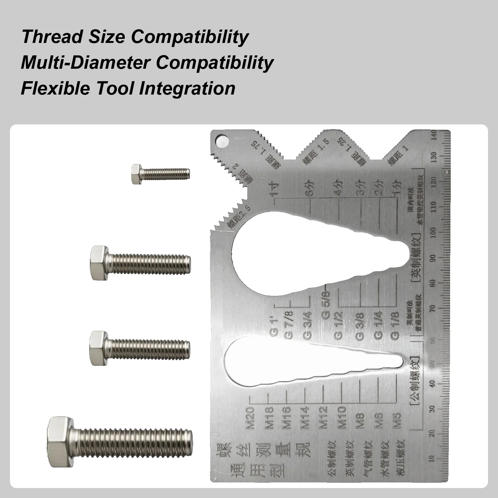 

Thread Gauge Screw Measuring Ruler Accurate Metric Thread Measuring Ruler for Engineering Automotive Maintenance Household