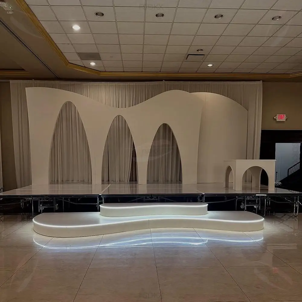FSDKX Custom LED Pvc Wedding Photo Backdrop Board Welcome Sign White Acrylic PVC Arch Backdrop Stand for Wedding Events