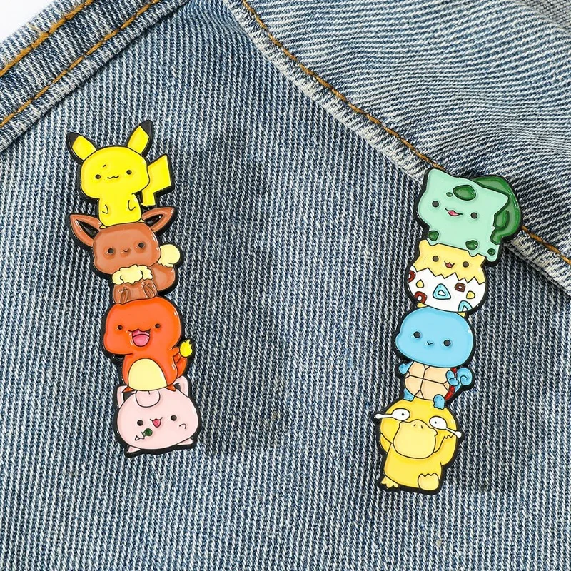 

Pokemon Pikachu Cartoon Brooch Anime Action Figure Charmander Squirtle Jigglypuff Kids Toys Clothings Decoration Birthdays Gifts