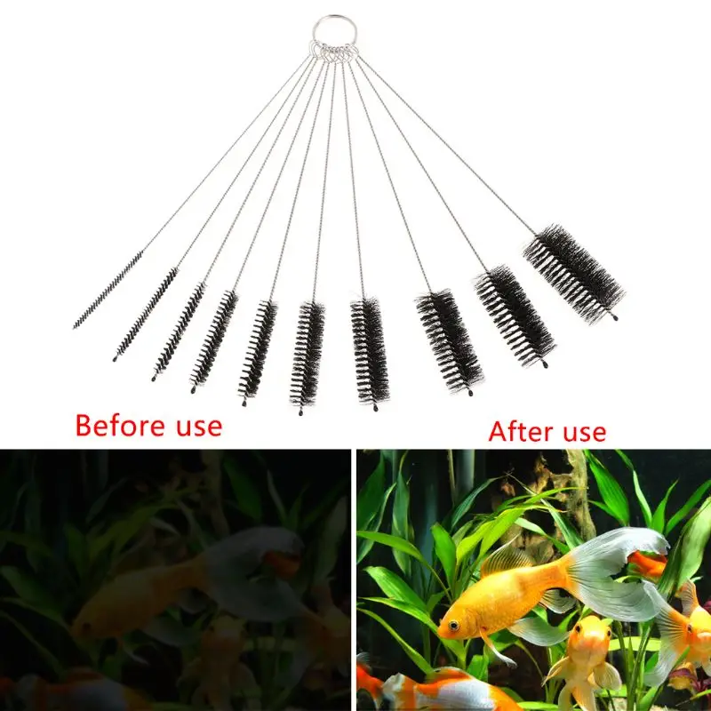 

10 Pack Flexible Brush for Cleaning Stainless Steel Aquarium Filter Tube Brushes Dropsale