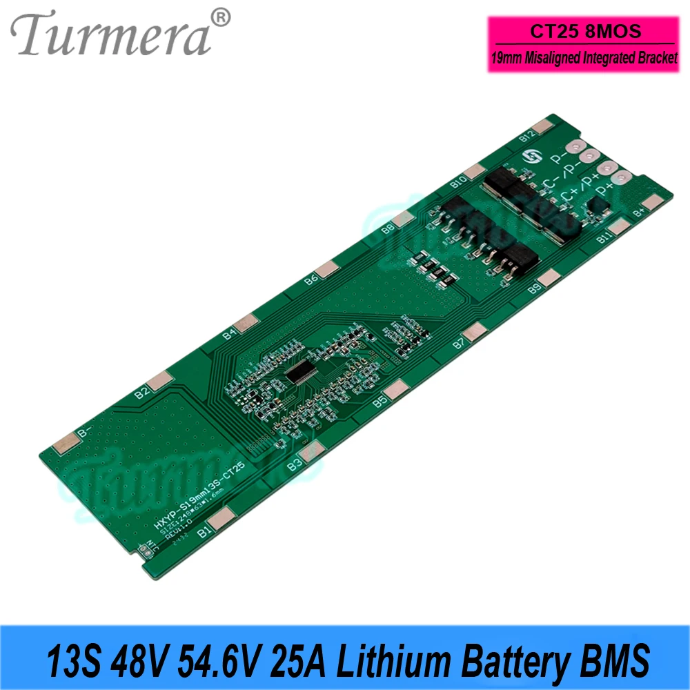 Turmera 13S 48V 54.6V 25A Lithium Battery BMS Welding Board for 18650 13S4P 13S5P 13S6P 13S8P E-Bike E-scooter Battery Pack Use image 2
