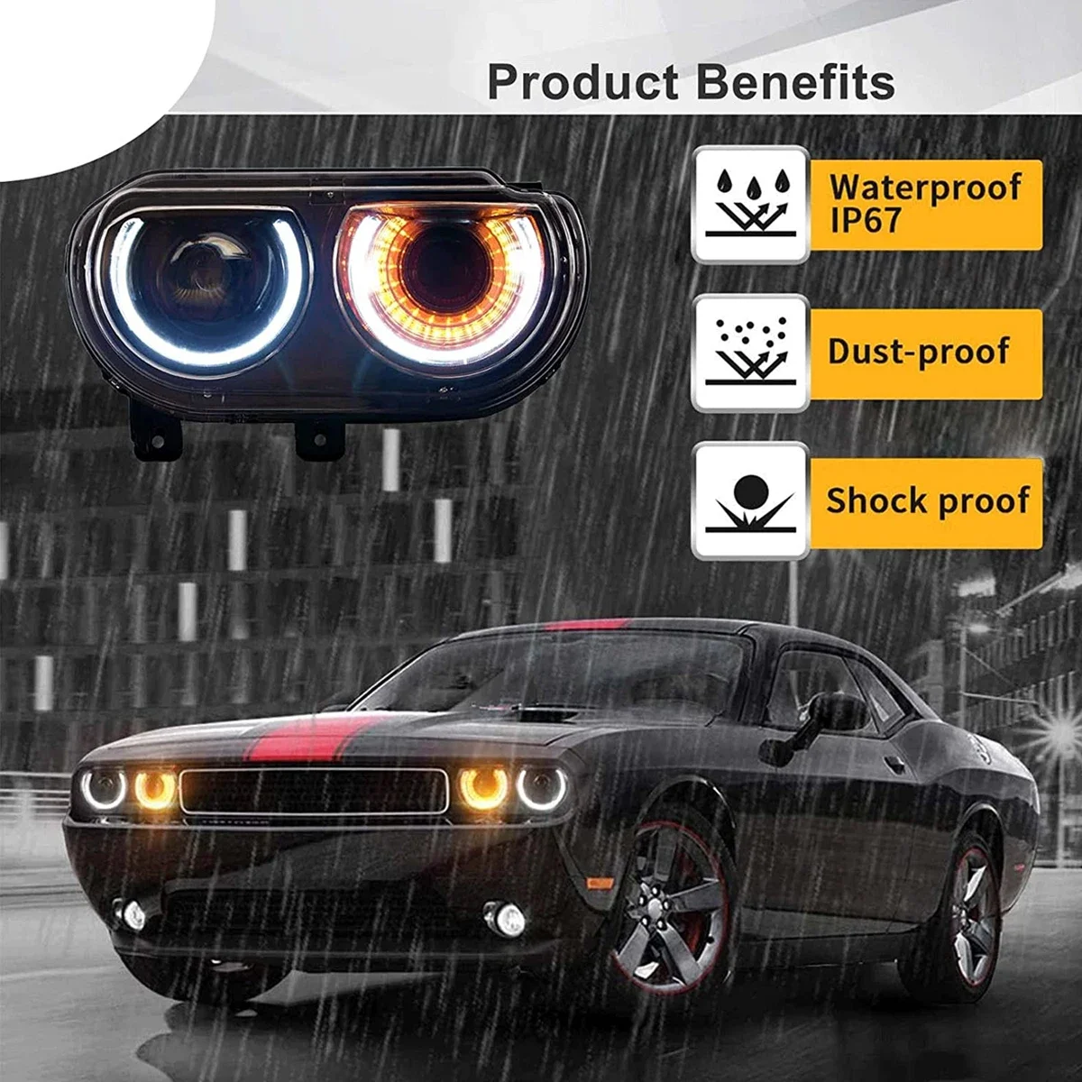 Autolichter LED-Scheinwerfer Scheinwerfer Montage 2008-2014 SRT R/T Sequentielle Auto-Frontlampe für Dodge Challenger