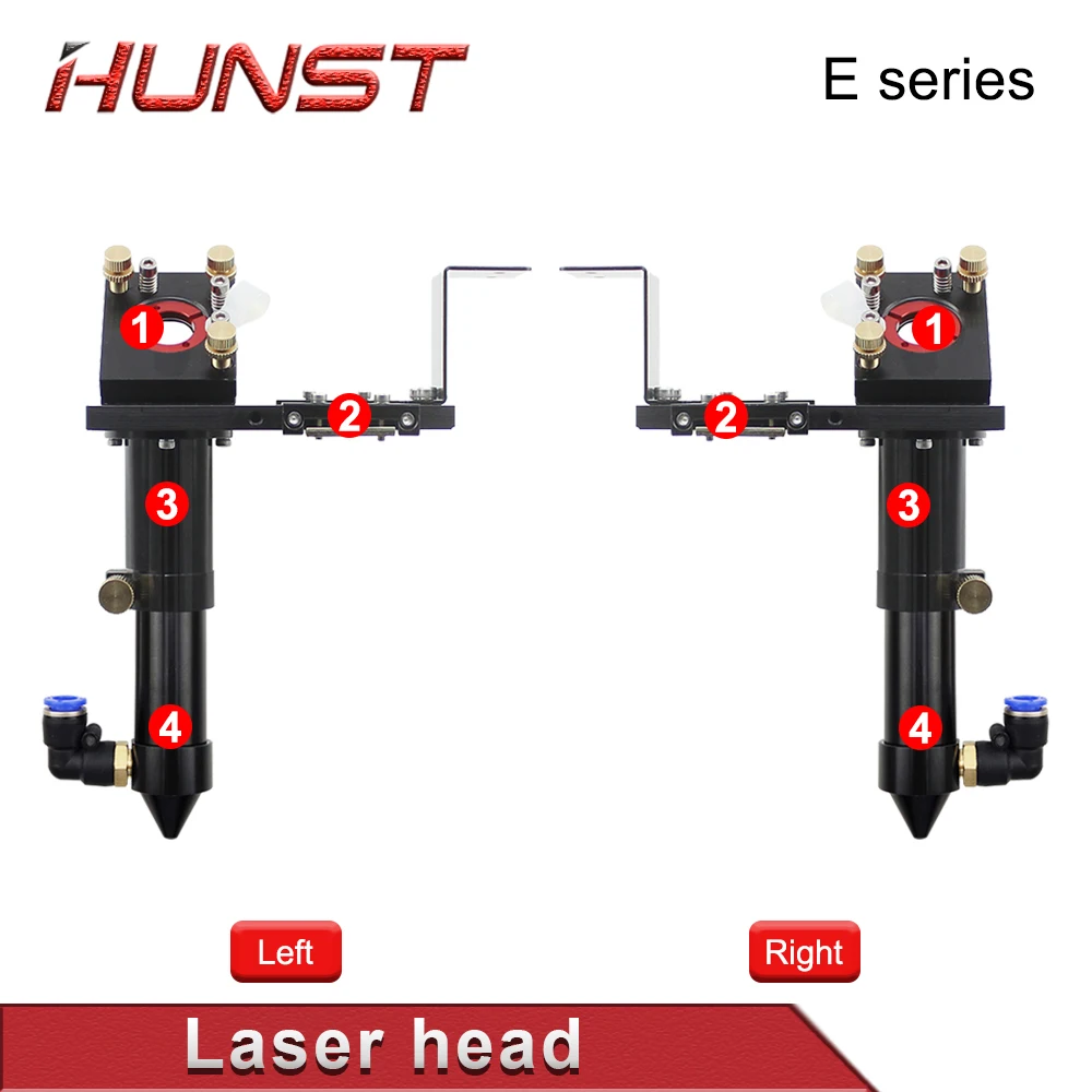 Hunst E Series CO2 Laser Head for Lens D20MM FL50.8 & 63.5 & 101.6 MM Mirror 25MM for Laser Engraving and Cutting Machine