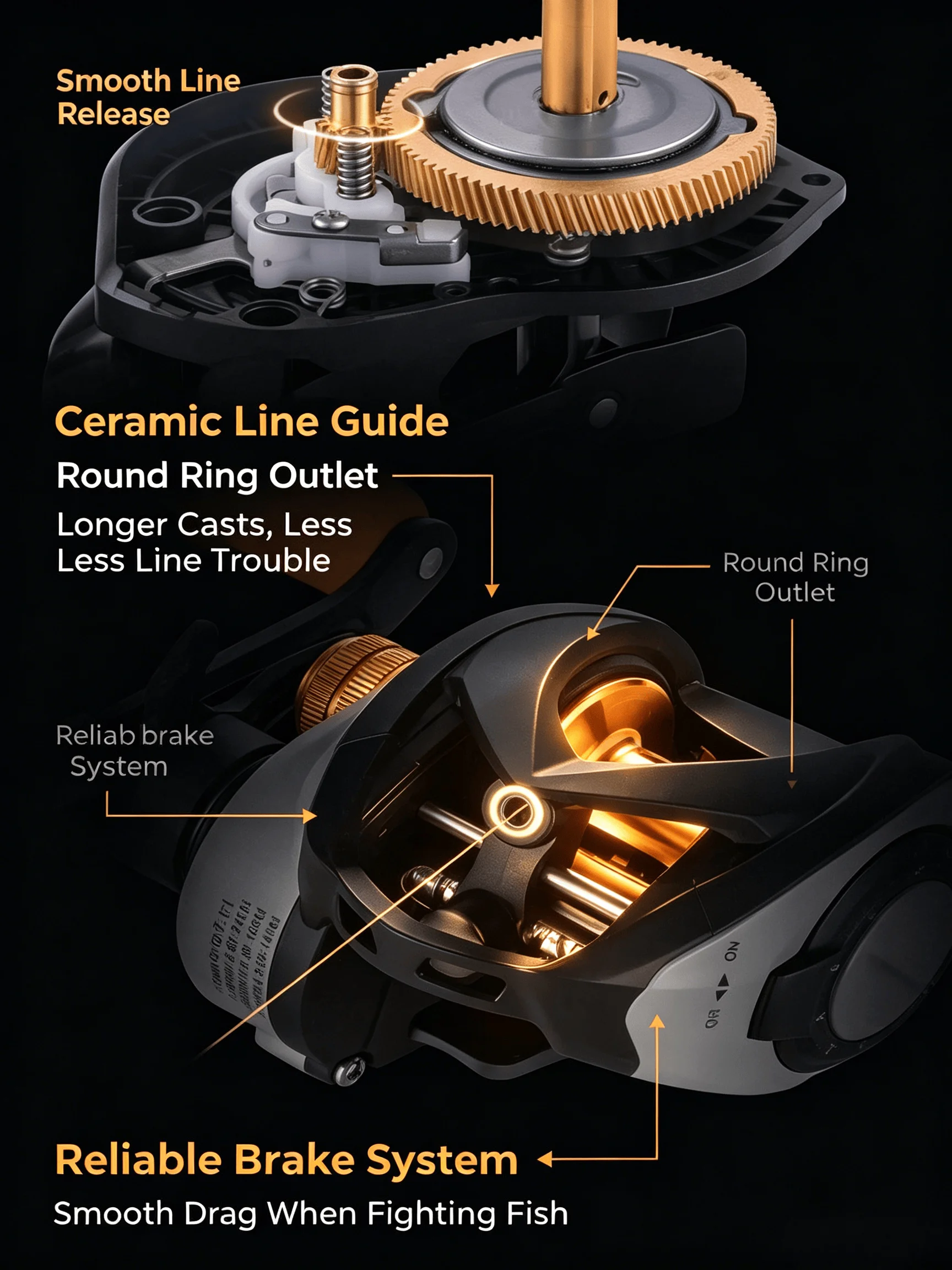 Neue Abu Garcia ABL3000 Low-Profile Baitcaster-Rolle mit 6+1 Kugellagern, Metallspule, Sanftes Wurfverhalten für Kunstköderangeln in Süß- und Salzwasser – Detail 6