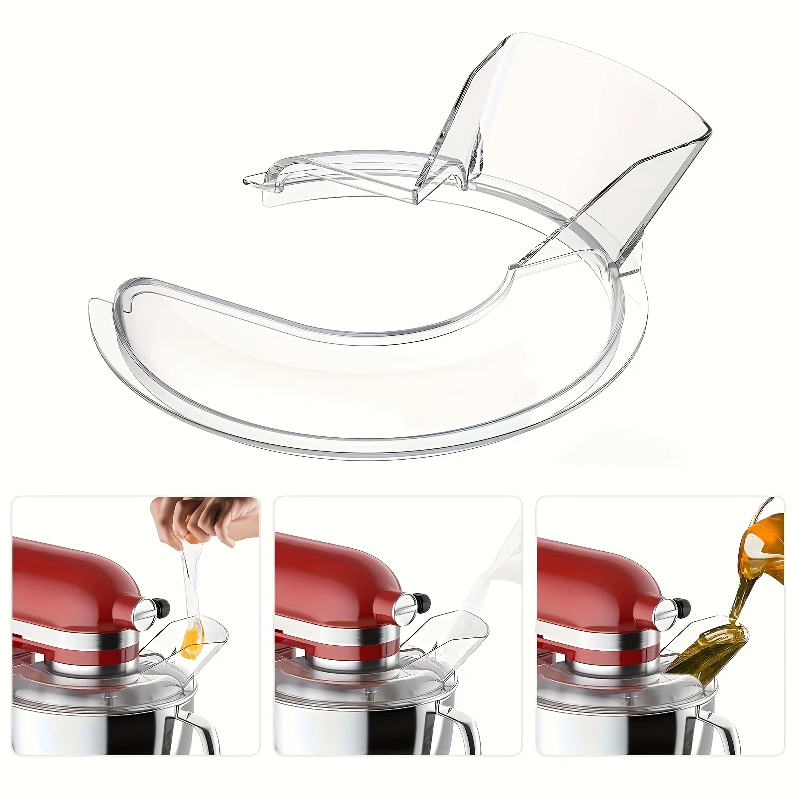 1 Stück Präzisions-Ausgießschutz für KitchenAid 4,5 und 5 Quart Standmixer mit neigbarem Kopf, transparenter Spritzschutz für Edelstahlschüssel