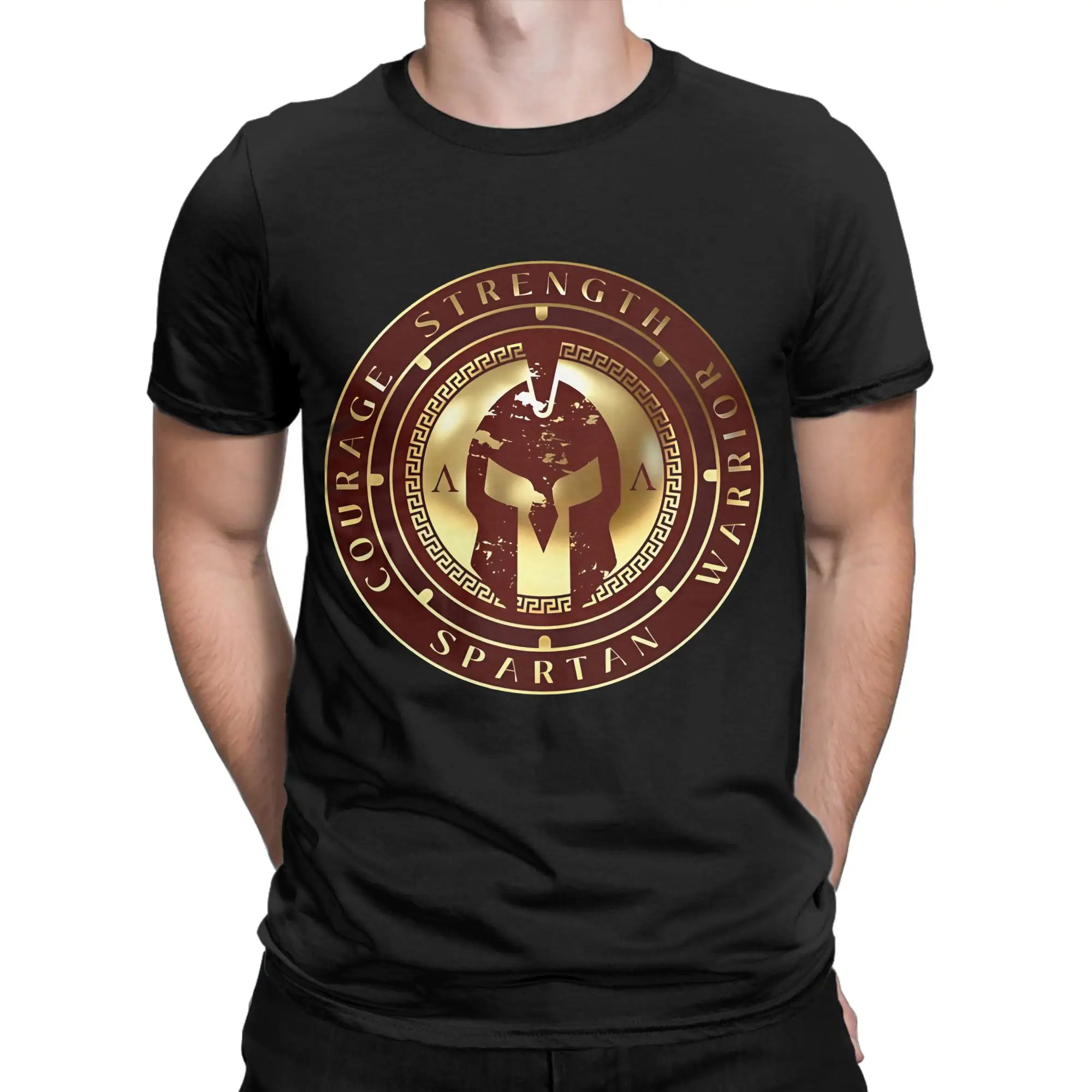 Strength of a  Helmet Maroon  Oversized Shirt Funny Graphic 100% Cotton T-Shirt 300 Sparta wWarriors Tees Tops For Men