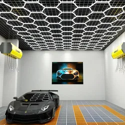 ZK50 Indoor Garage Hexagonal Assembled Lighting LED Tube Lighting, Honeycomb Hexagonal Ceiling Decorative Lamps