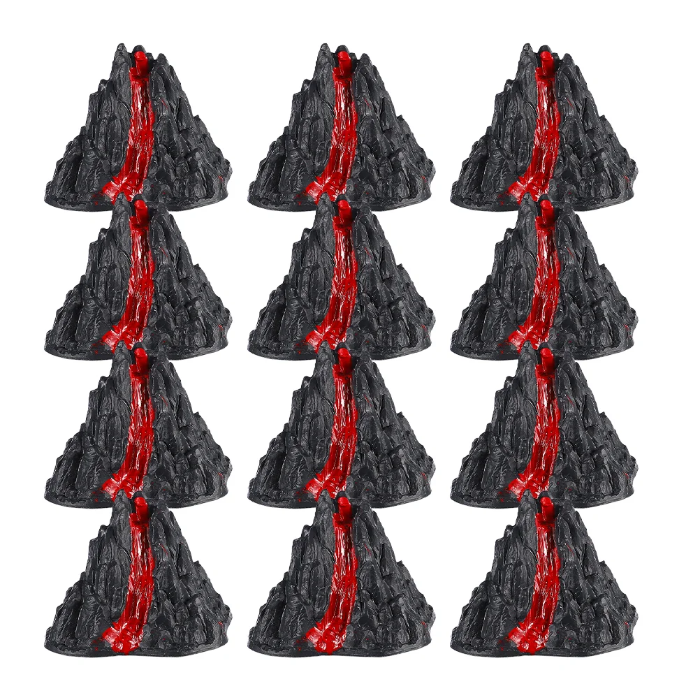 

12 Pcs Lava Statue Volcano Models Ornaments Simulation Plastic Toy for Children Decorations Toys Kid Landscape Adornment