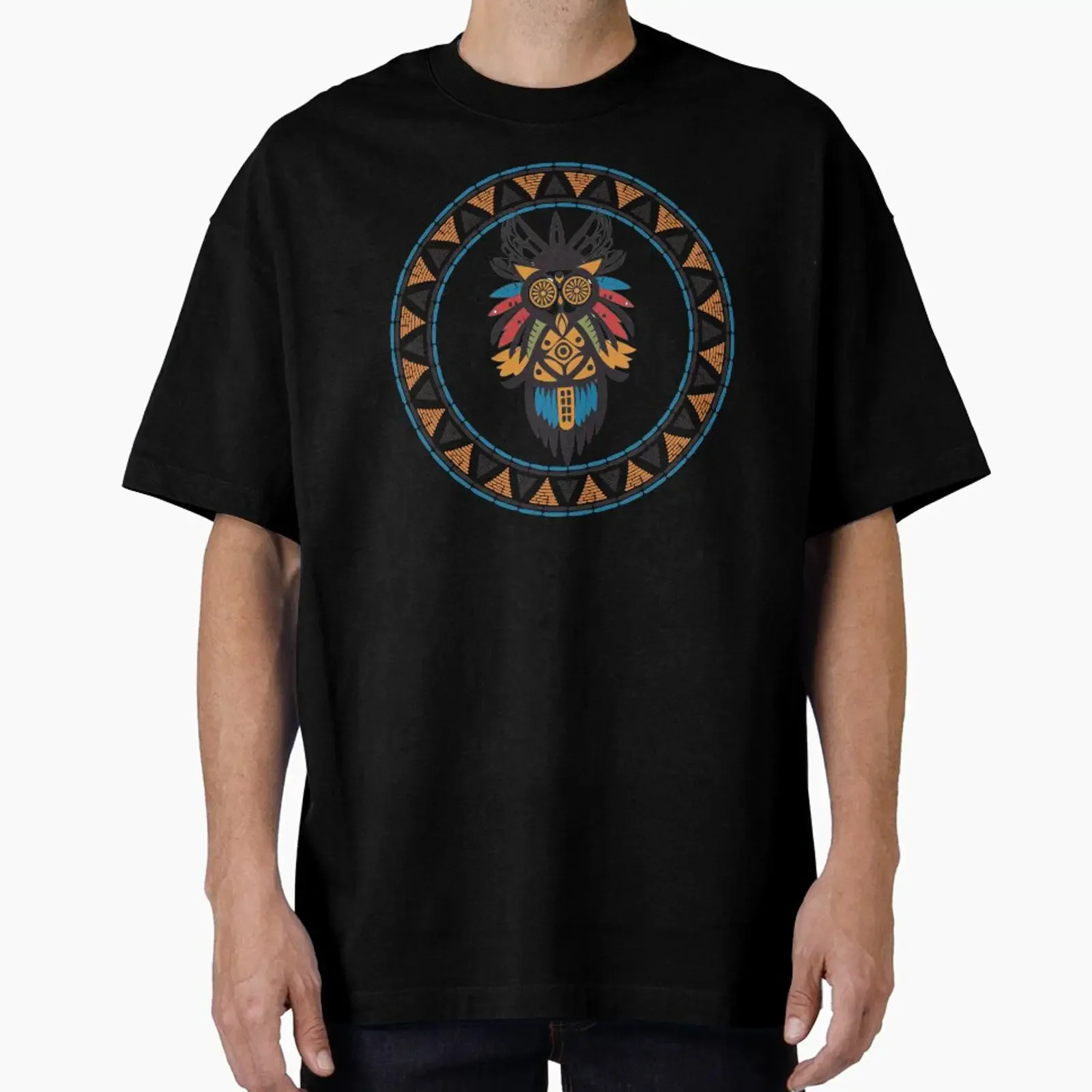 Totem Animal Owl designed and sold by Monica Designs vintage Washed Top For Everyday Wear homme designer clothes Casual