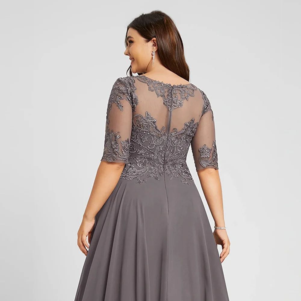 FELICITY Plus Size abiti per la madre della sposa a-line o-collo abito da festa di nozze perline Appliques abiti para Mujer Elegantes