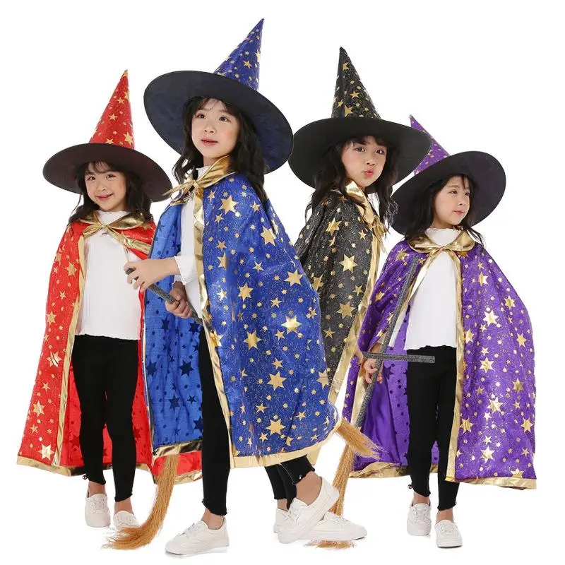

Halloween Witch Costume Cloak Cosplay Performance Party Dance Outfit PU Material Children's Clothing under 17 Years Old