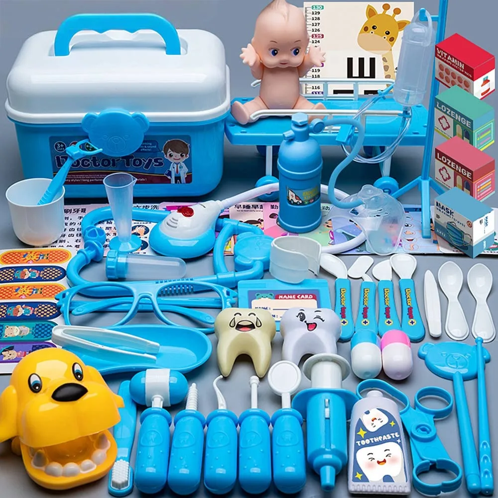 Lustige Rosa Blau Arzt Spielzeug Kunststoff Mini Stethoskop Rollenspiele Zubehör Cartoon Simulation Arzt Set Für Kinder