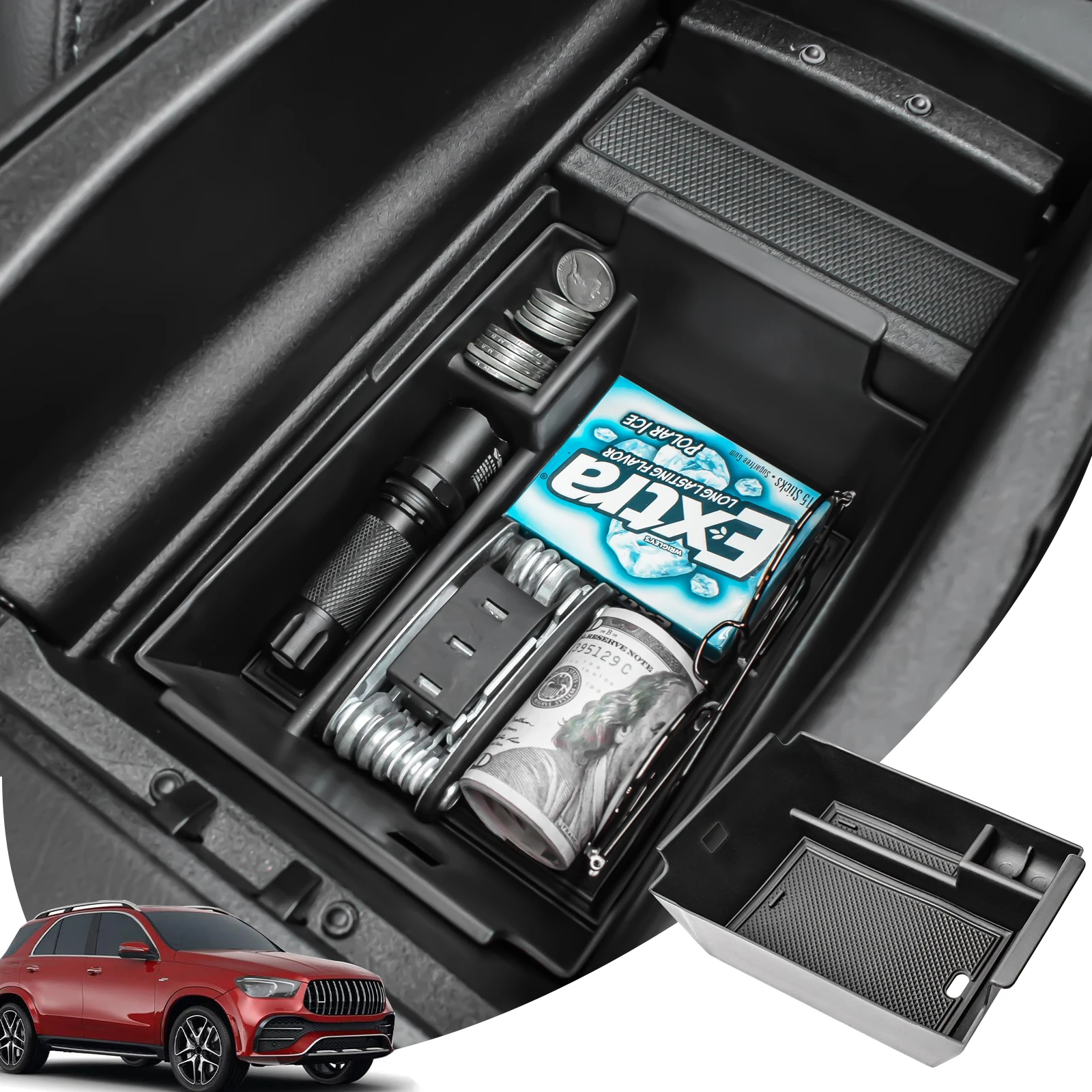 

For Mercedes Benz GLE Class GLE350 400 W167 2020-2024 Center Console Organizer Tray Armrest Box Storage ABS Accessories Car Box