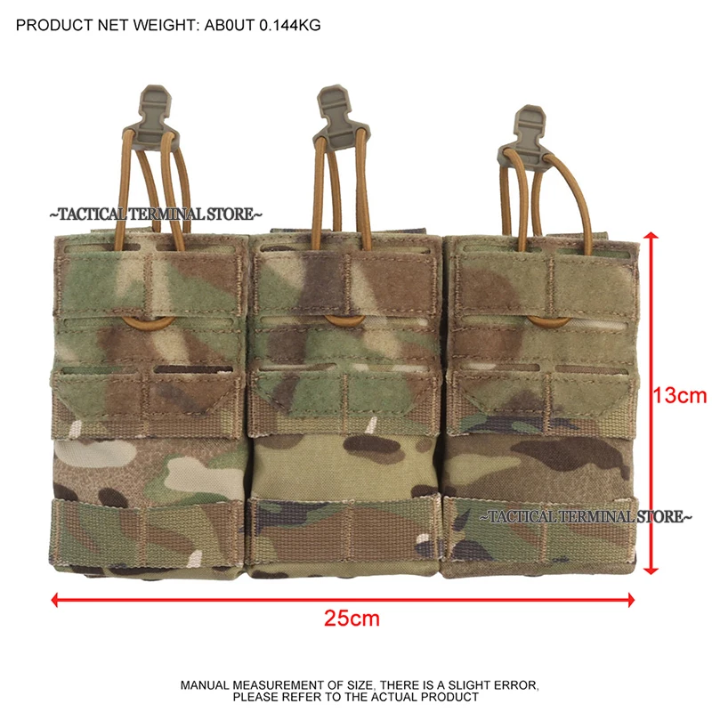 Triple Magazine Pouch 5.56 M4 M16 MOLLE Mag Pouch Elastic Rope Holder Tactical Airsoft Vest K Series Plate Carrier Front Panel