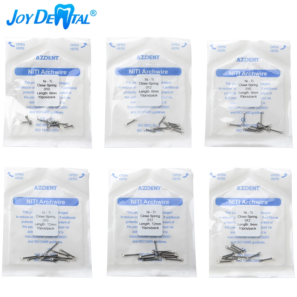 10 Pcs/Bag Dental Orthodontic Close Coil Spring Niti Anterior Teeth Tooth Torque with Big Pull Ring 0.010/0.012*6/9/12mm