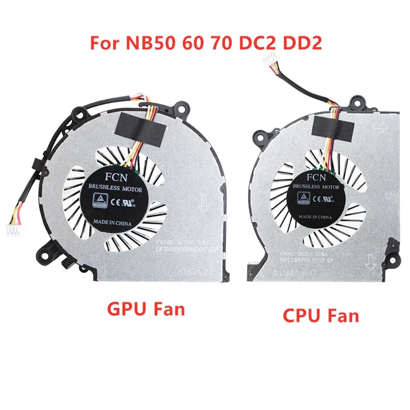 

Совершенно новый охлаждающий вентилятор для процессора и графического процессора ноутбука NB50 60 70 DC2 DD2