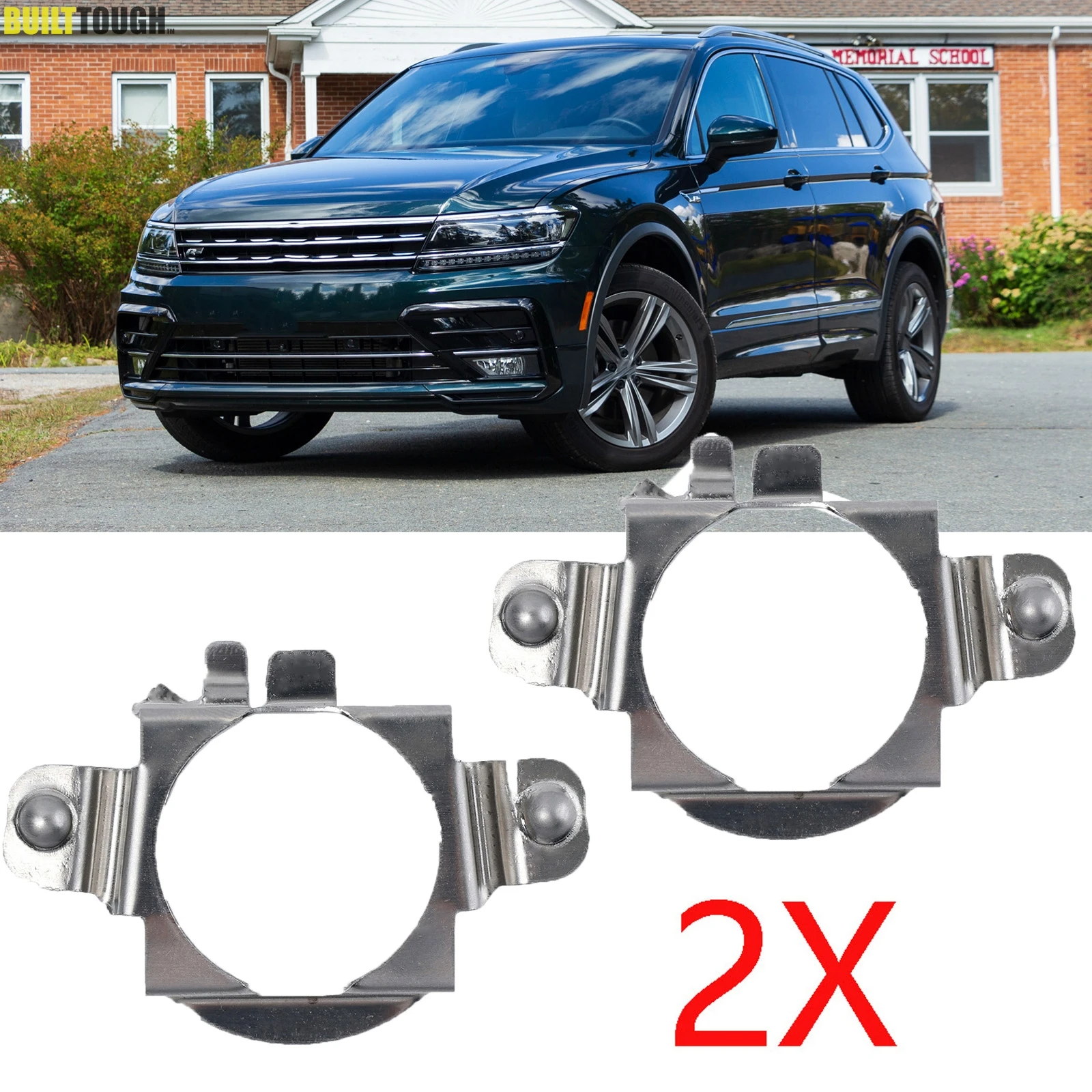 2X H7 LED Bulb Adapter For VW Passat CC Touran Tiguan Touareg Metal Silver Car Headlight Base Retainer Headlamp Socket Holder