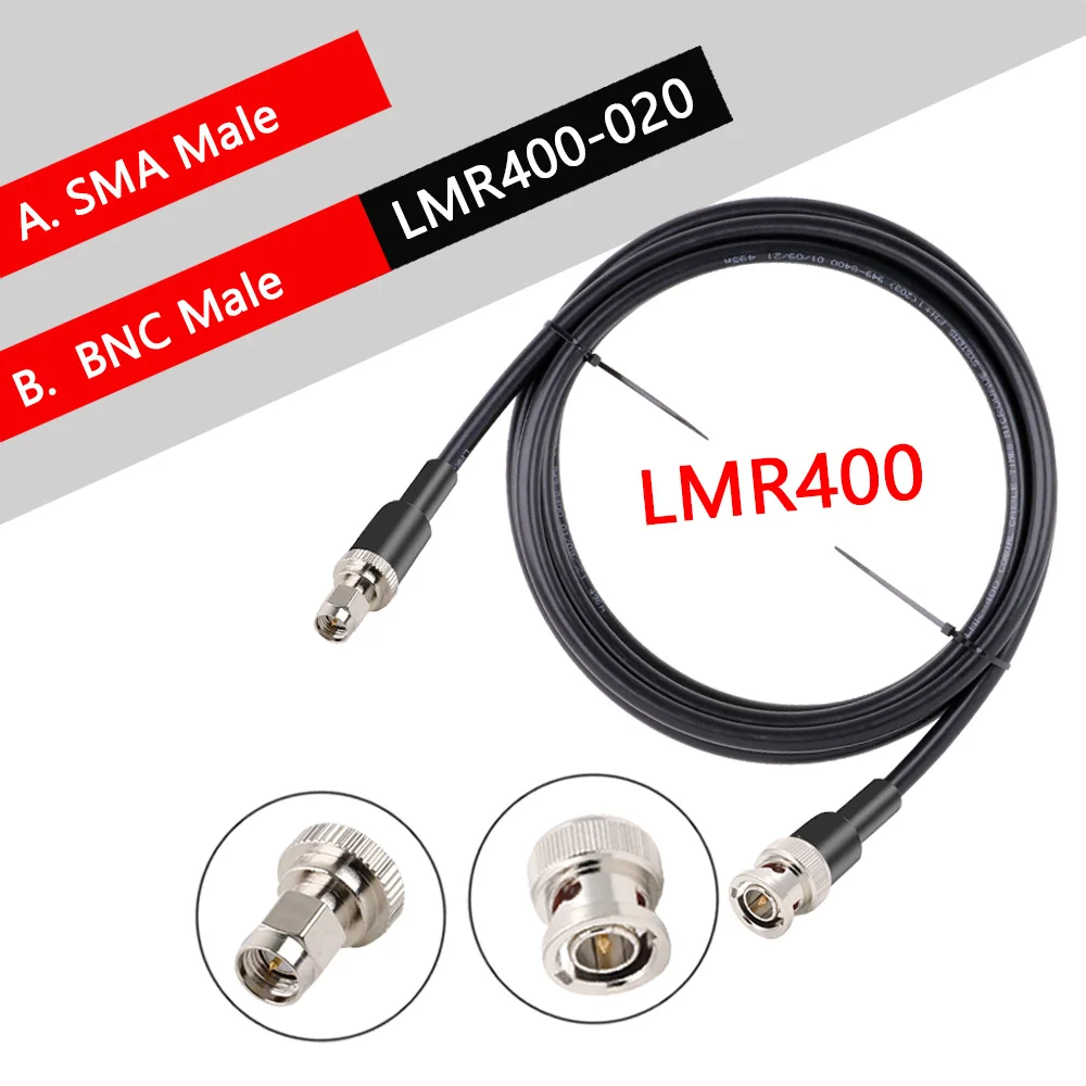 BNC LMR400 Cable BNC Male to SMA M Connector LMR-400 Low Loss 50-7 Pigtail 50 ohm RF Coaxial Extension Jumper Cable