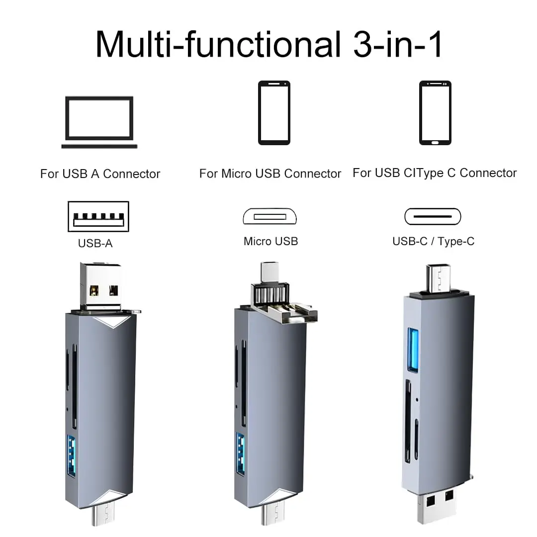 6 in 1 USB 3.0 Card Reader Type C To USB OTG Adapter for Laptop Tablet Phone Multifunction Micro TF SD USB Card Reader Adapter