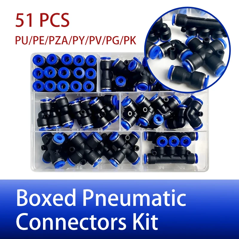 

PU/PE/PZA/PY/PV/PG/PK Pneumatic Connectors Kit 8mm 6mm Outer Diameter of the Hose Pipe Tube Air Compressor Parts