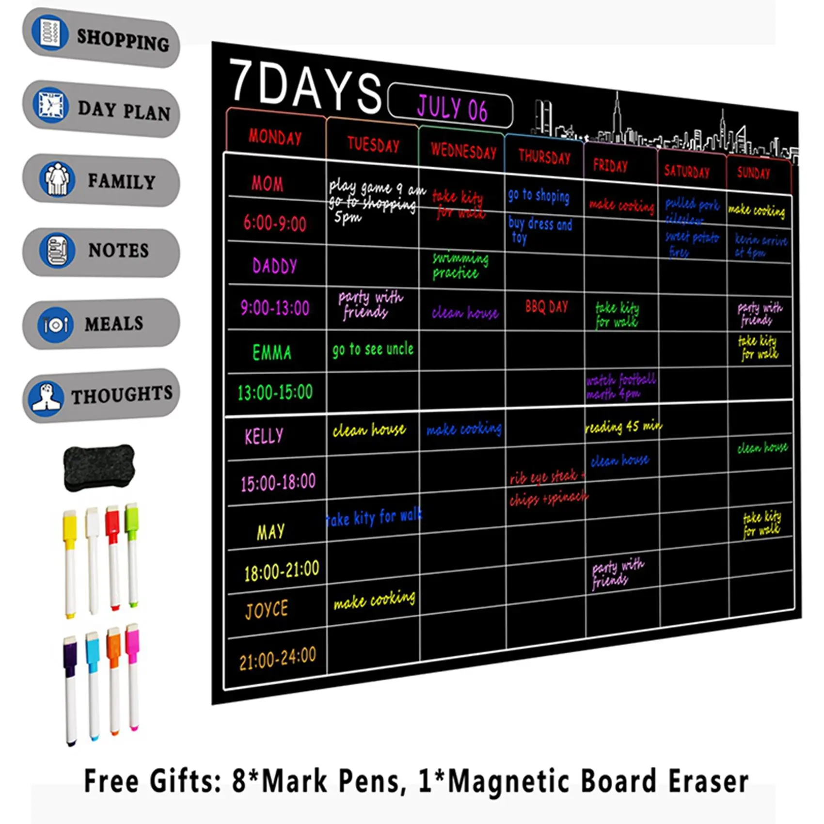 ABDW-2X Magnetic Dry Erase Calendar Set 16X12 Inch Whiteboard Weekly Planner Organizer A3 White Board For Fridge Kitchen Home