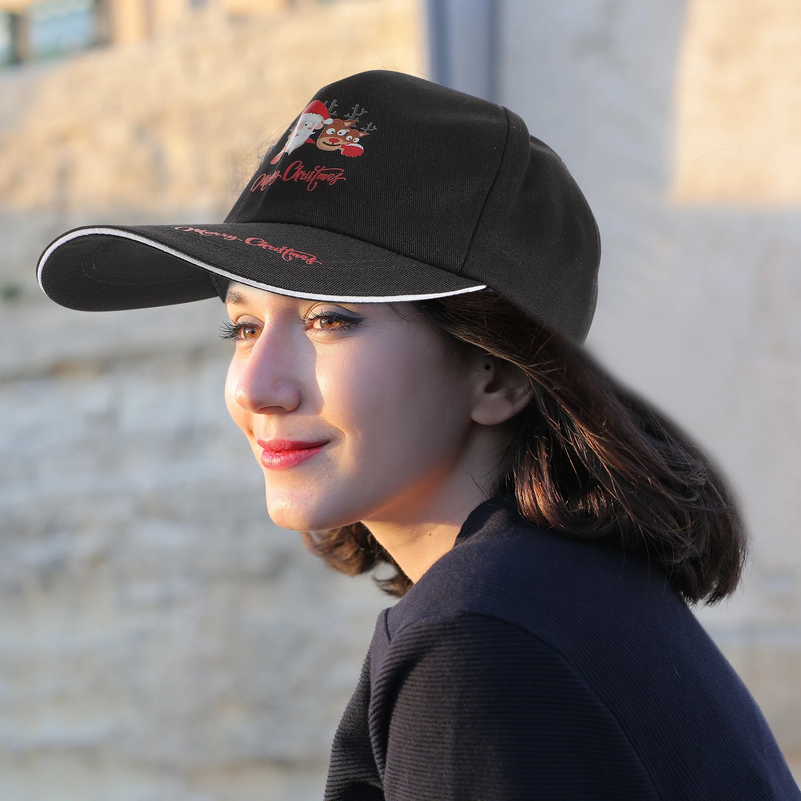 

Cotton Christmas Claus Pattern Baseball Cap Outdoor Sun Hat Unisex Trucker Peaked Christmas Peaked Cap Festival Hat