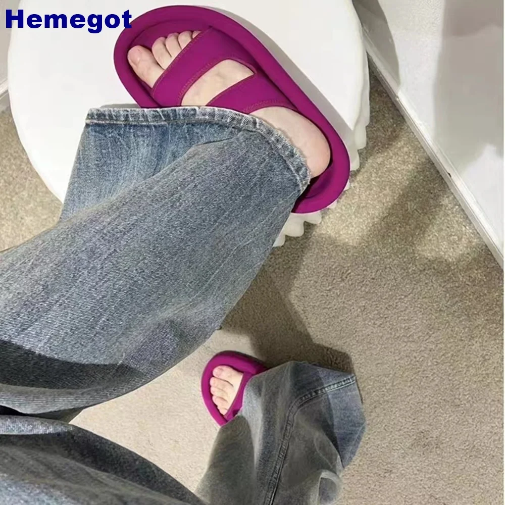 Platform Open Toe Rose Red Slippers 2024 Summer New Outdoor Casual Beach Slippers Slip On Fashion Ladies Slides