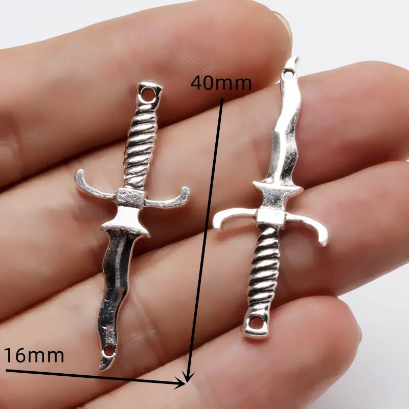 20pcs Mix Silver Plated Sword and Serpentine Dagger Alloy Pendant DIY Charms Hip Hop Earrings Necklace Metal Accessories P1583