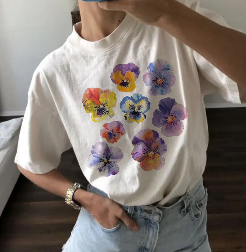 Graphic Tee Violet Flower Shirt Comfort Colors Shirt Graphic Tee For Women Aesth