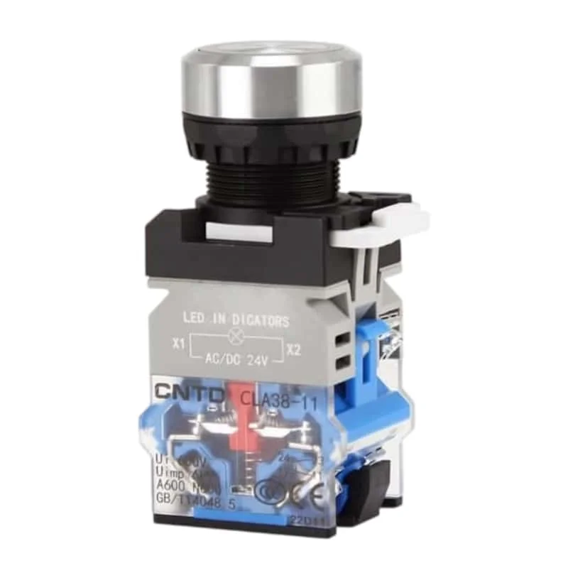 22mm Illuminated Push Button Switch Stainless Steel Head LED 24V 220V Momentary Latching 1NO 1NC Red Green Yellow Blue White