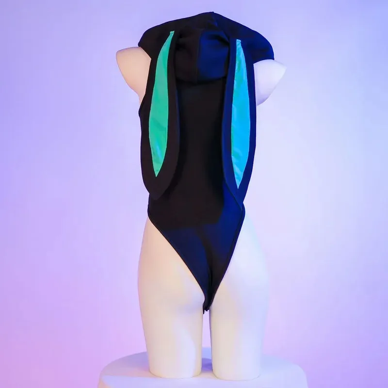 Anime japonés lindo conejo oreja Sudadera con capucha mono conejito ajustado niñas trajes de juego de rol ropa interior disfraz de Halloween 2025 ty'4