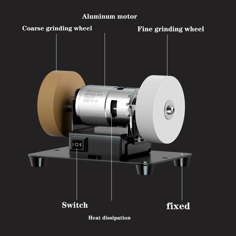 مطحنة منضدة صغيرة بعجلتين، ماكينة سنفرة كهربائية متعددة الاستخدامات للمعادن، الخشب، صناعة السكاكين، تلميع المجوهرات، 6. × 35 بوصة #2