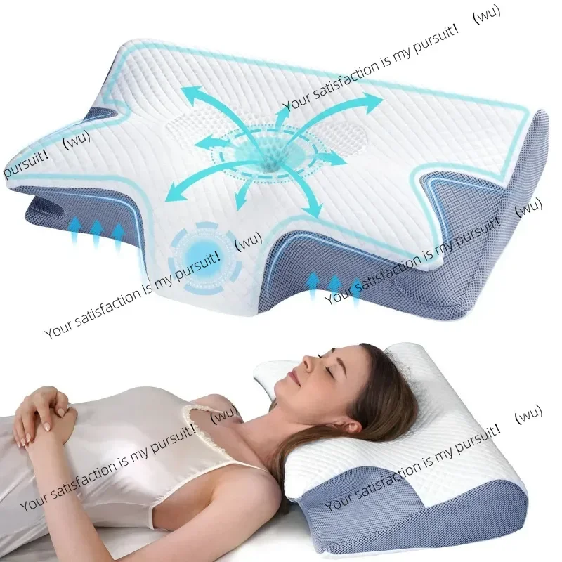 Butterfly memory cotton neck pillow, shape fits sleep, relieves neck pain, supports stomach, comfortable pillow