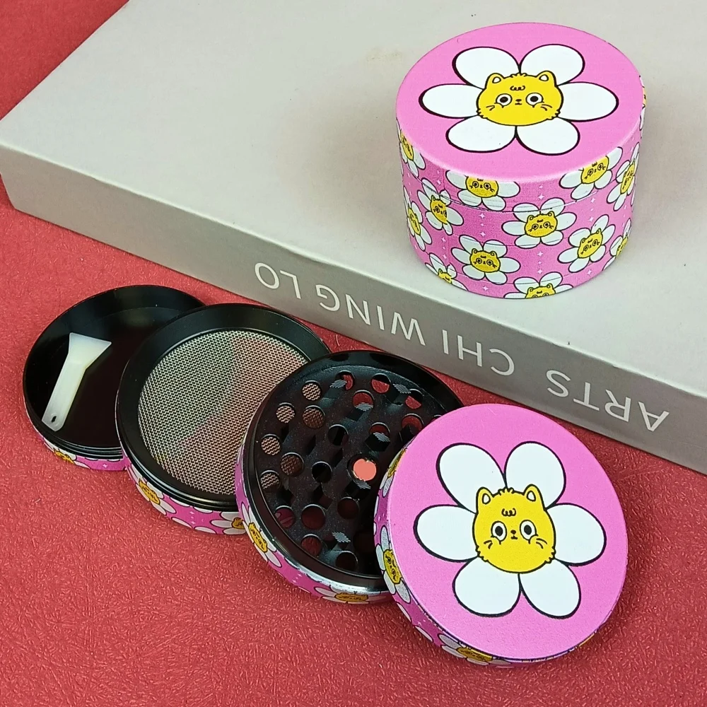 2in زهرة عشب طاحونة 4-layer دليل الملح الفلفل الخام العشب التبغ طاحونة مطحنة معدنية التوابل مدقة هاون الدخان السجائر أداة #1