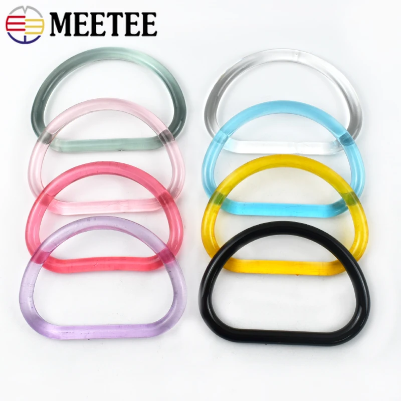 

1-5Pcs 10cm Acrylic D Ring Handle Plastic Clear Woven-bag Handles Buckle Handbags Purse Replacement Frame Clasp DIY Accessories